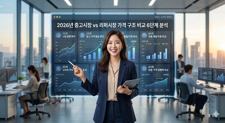 2026년 중고시장 vs 리퍼시장 가격 구조는 공급 방식·검수 체계·보증 구조 차이로 인해 변동성에서 큰 차이를 보이며, 리퍼 시장은 기술 전환기에도 상대적으로 안정적인 흐름을 유지한다.