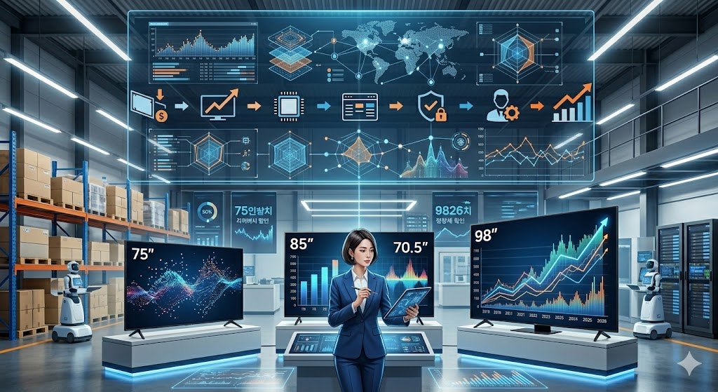 2026년 대형 TV 시장 구조 변화는 평균 인치 상승과 기업 교체 물량 증가로 이어지며, 75·85·98인치 리퍼 TV가 가장 빠르게 성장하는 구간으로 자리 잡고 있다.